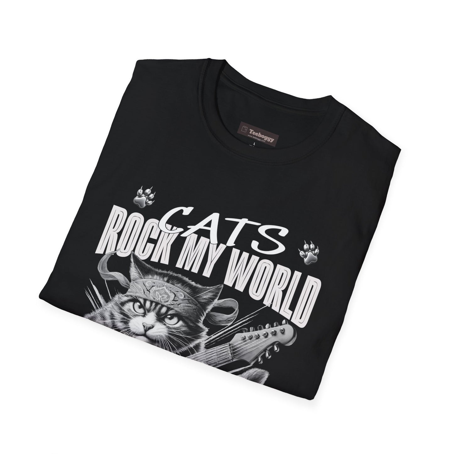 Rocker Cat T-Shirt - Cats Rock My World - R U Feline The Music