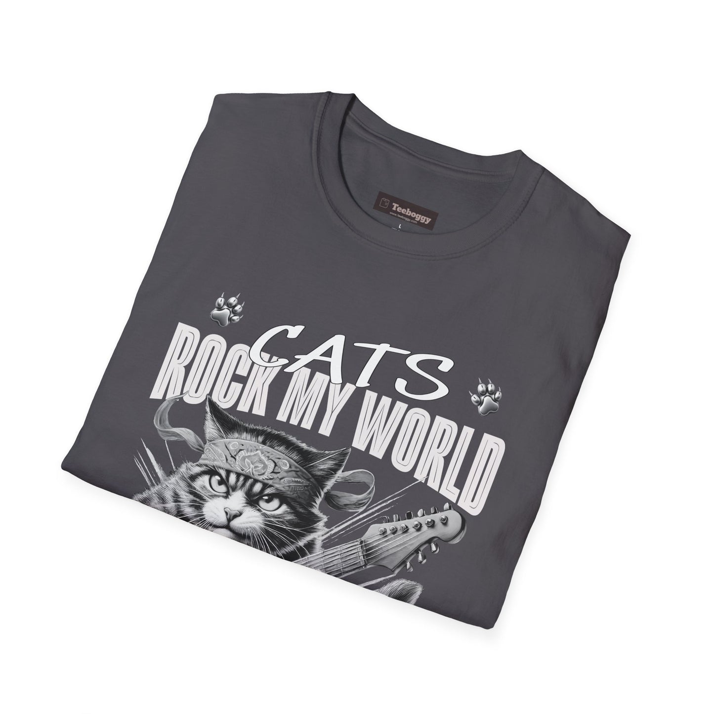 Rocker Cat T-Shirt - Cats Rock My World - R U Feline The Music