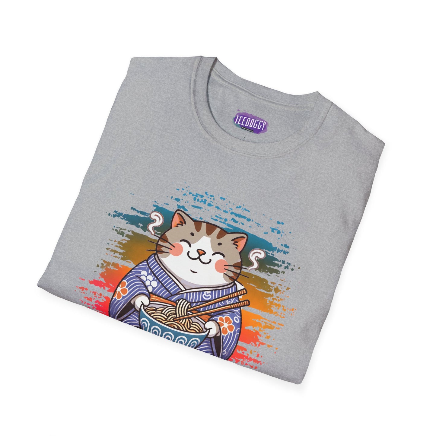 Cat Kimono T-Shirt with Love & Peace Japanese Calligraphy