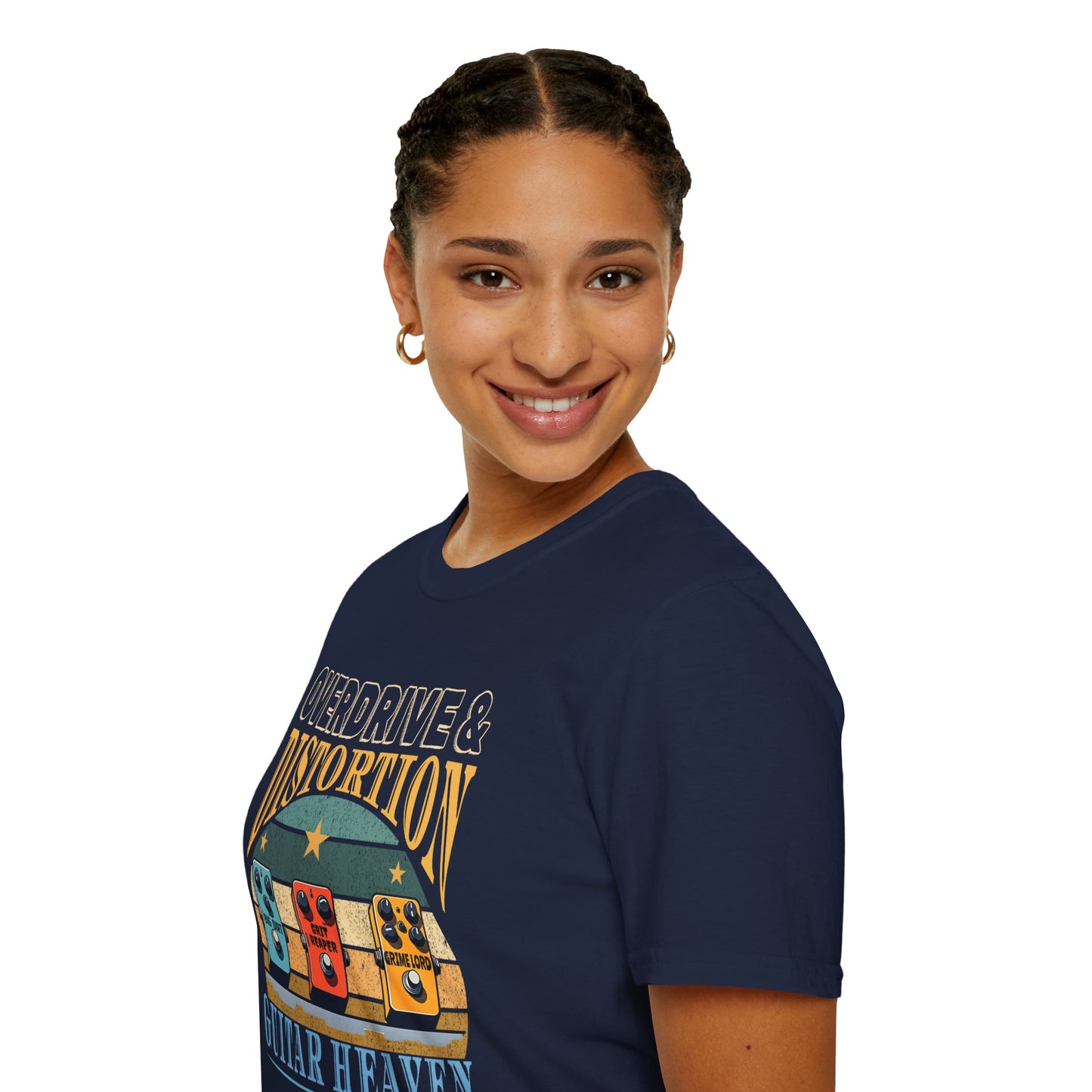 Guitar Pedals T-Shirt — "Overdrive and Distortion, Guitar Heaven"