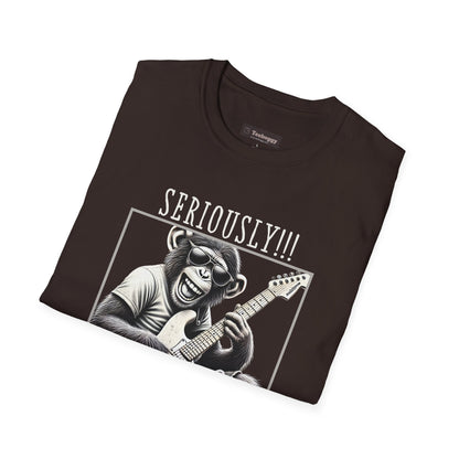 Chimpanzee Guitar T-Shirt — "Seriously!!! You Think This Is Me?"