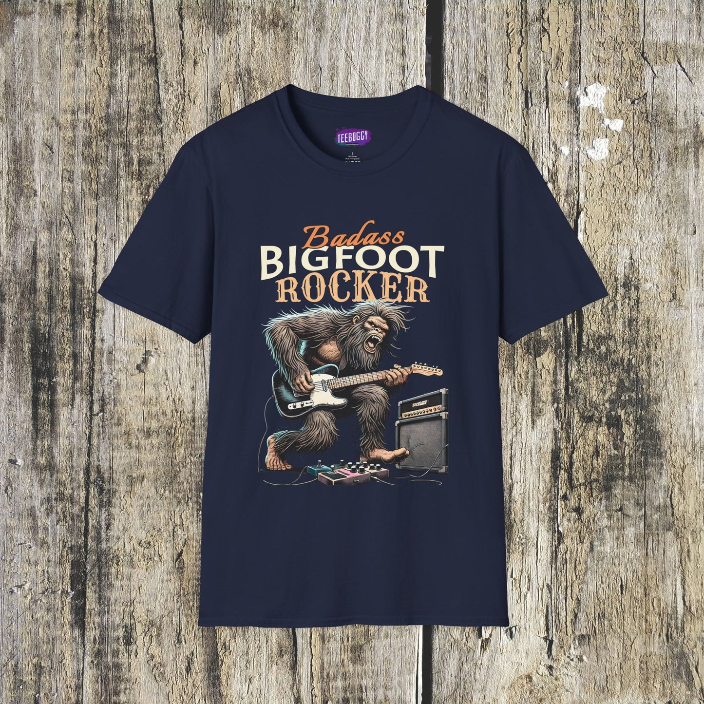 Sasquatch Rocker T-Shirt - Badass Bigfoot Guitar Tee