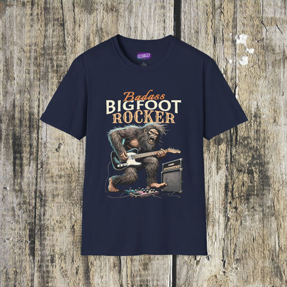 Sasquatch Rocker T-Shirt - Badass Bigfoot Guitar Tee