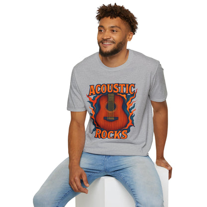 Acoustic Guitar T-Shirt — "Acoustic Rocks" Folk & Rock Tee