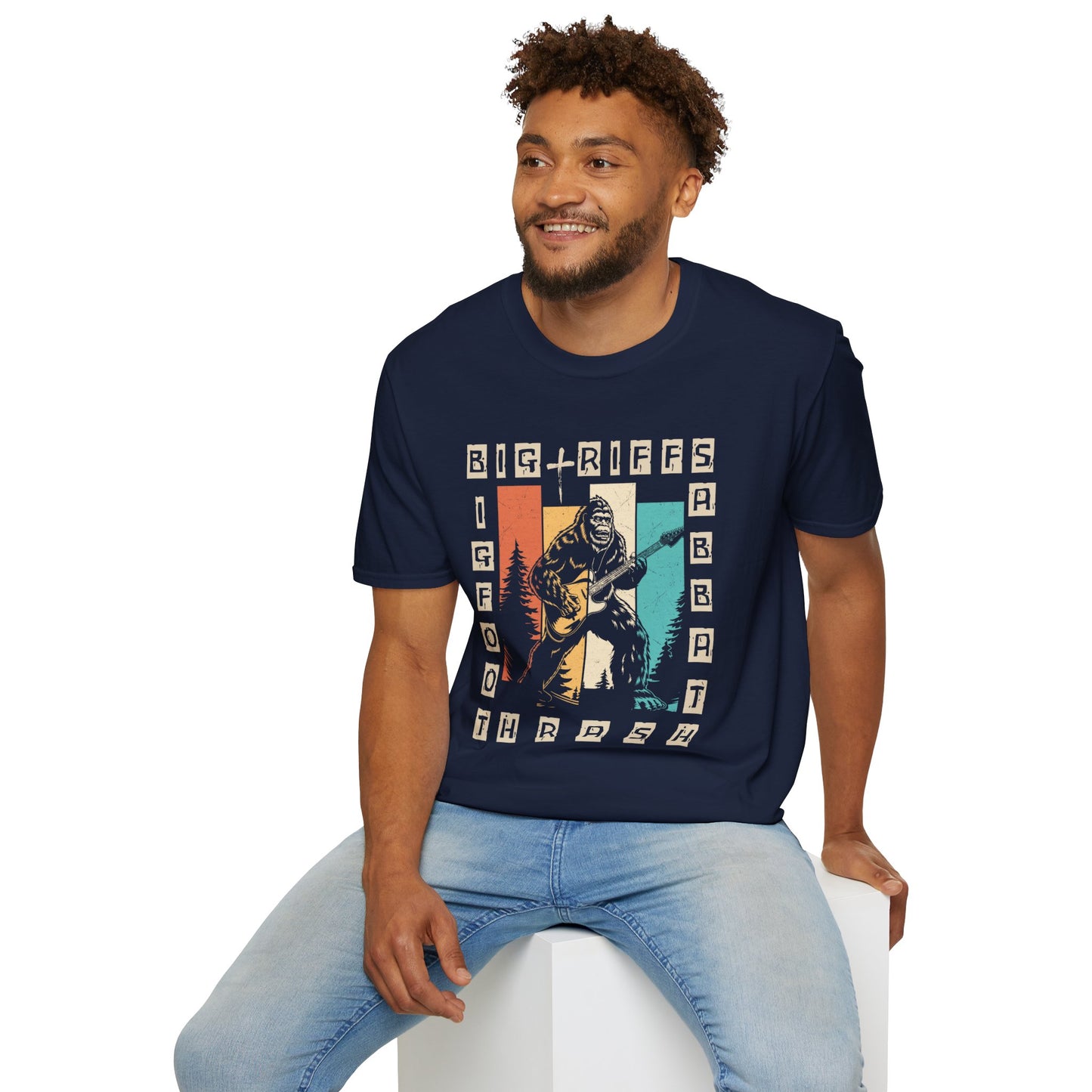 Bigfoot Guitar Graphic T-Shirt — Heavy Metal Wilderness Band Tee