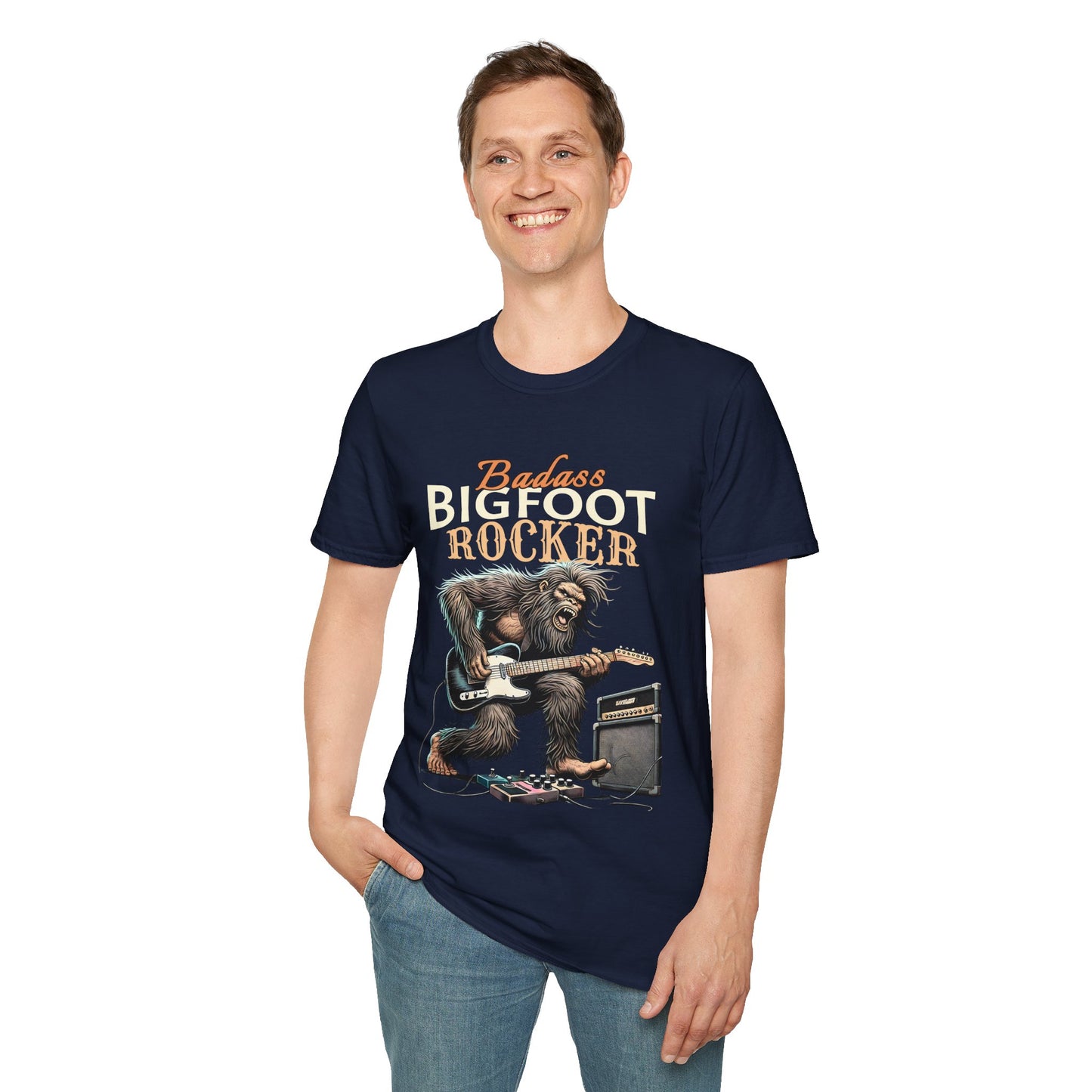 Sasquatch Rocker T-Shirt - Badass Bigfoot Guitar Tee