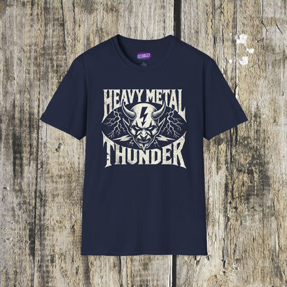 Heavy Metal T-Shirt with Devil's Horns & Thunder Bolt Design