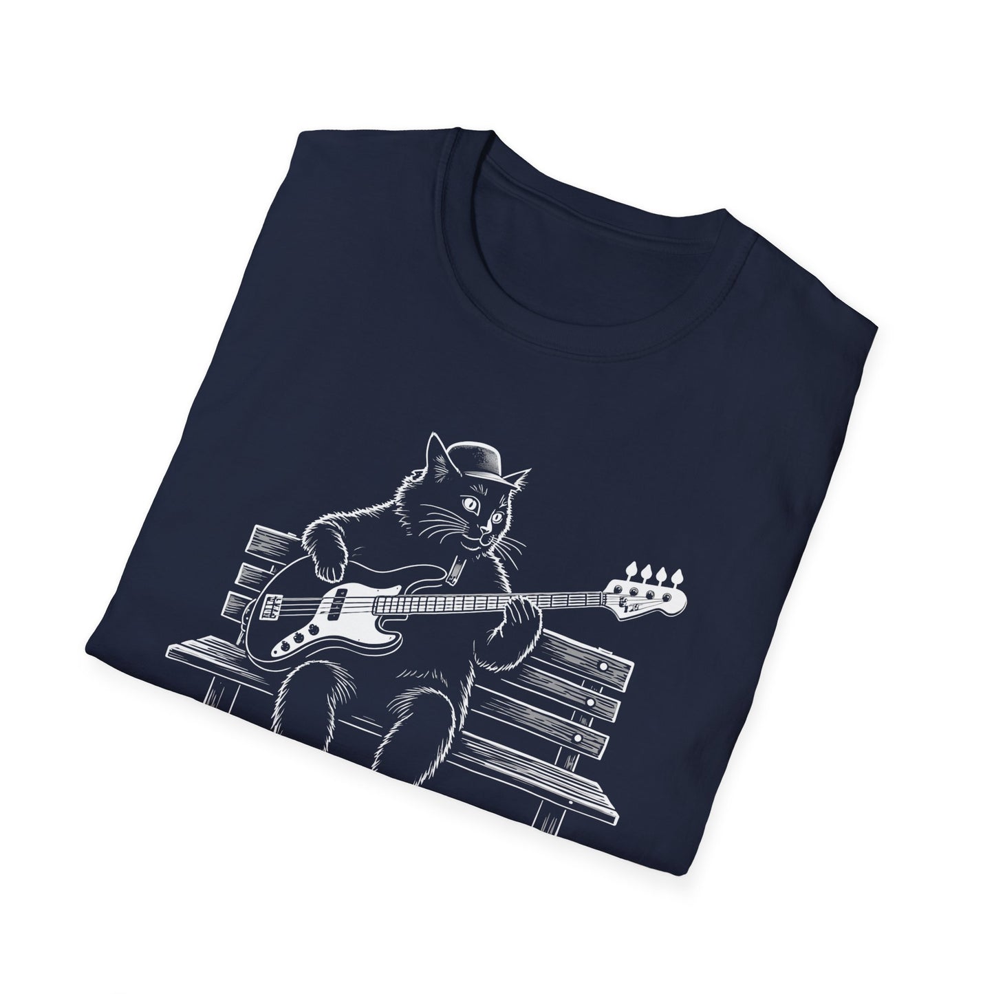 Bass Cat T‑Shirt — Cat Playing Bass Guitar for Music Lovers
