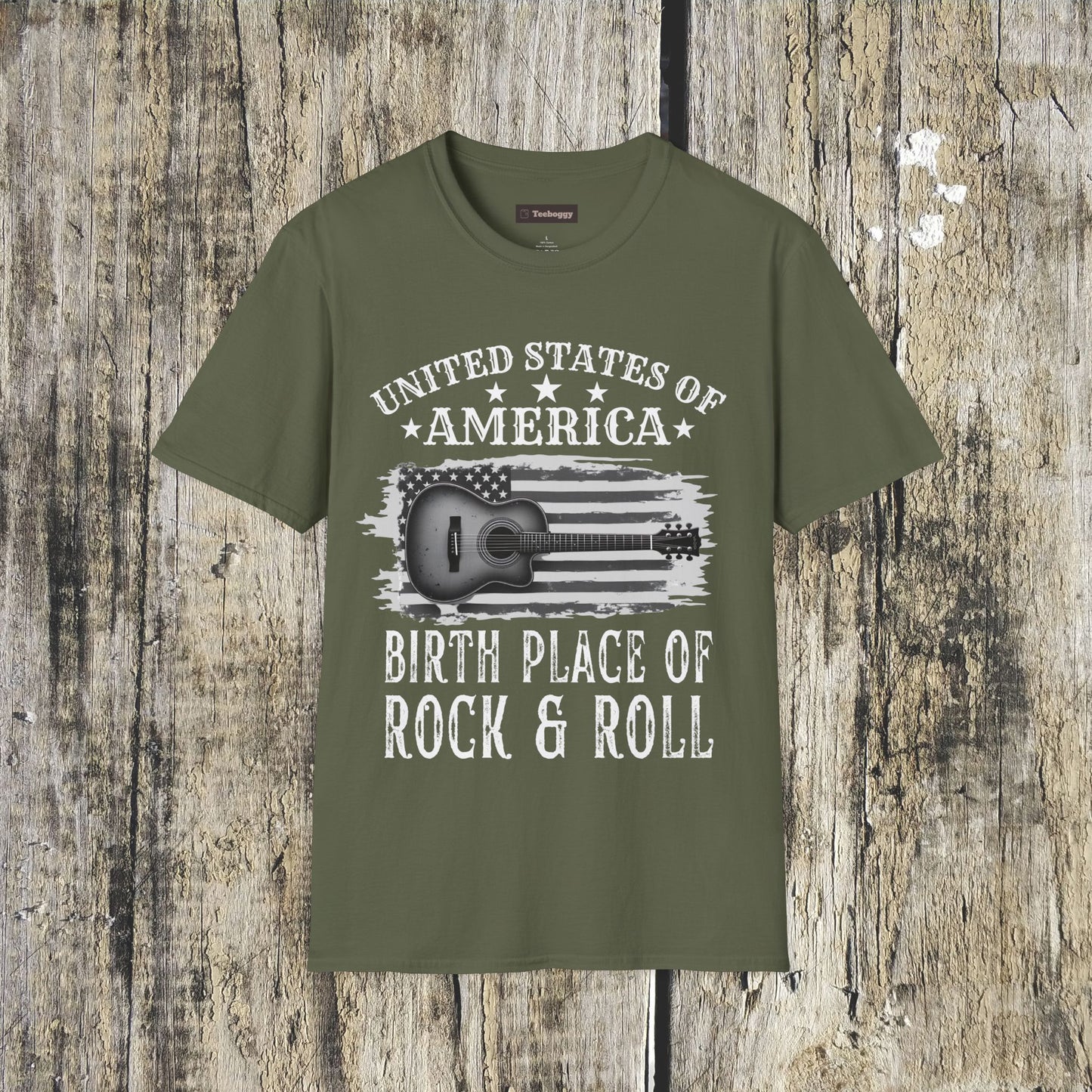 Graphic Tee USA Rock and Roll Acoustic Guitar T-Shirt