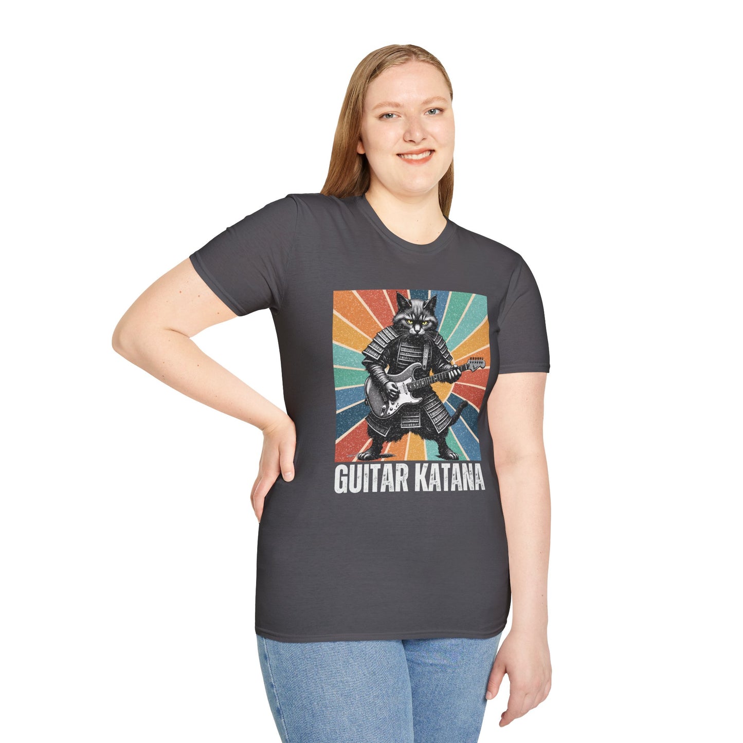 Samurai Cat Guitar Katana T-Shirt