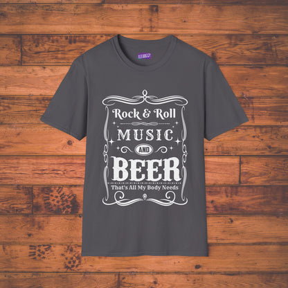 Rock & Roll Music & Beer, Softstyle T-Shirt