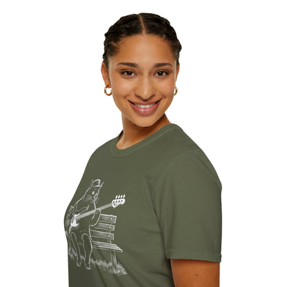 Bass Cat T‑Shirt — Cat Playing Bass Guitar for Music Lovers