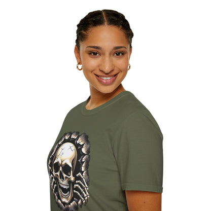 Skull Ripping Through T‑Shirt — Horror Metal Graphic Tee