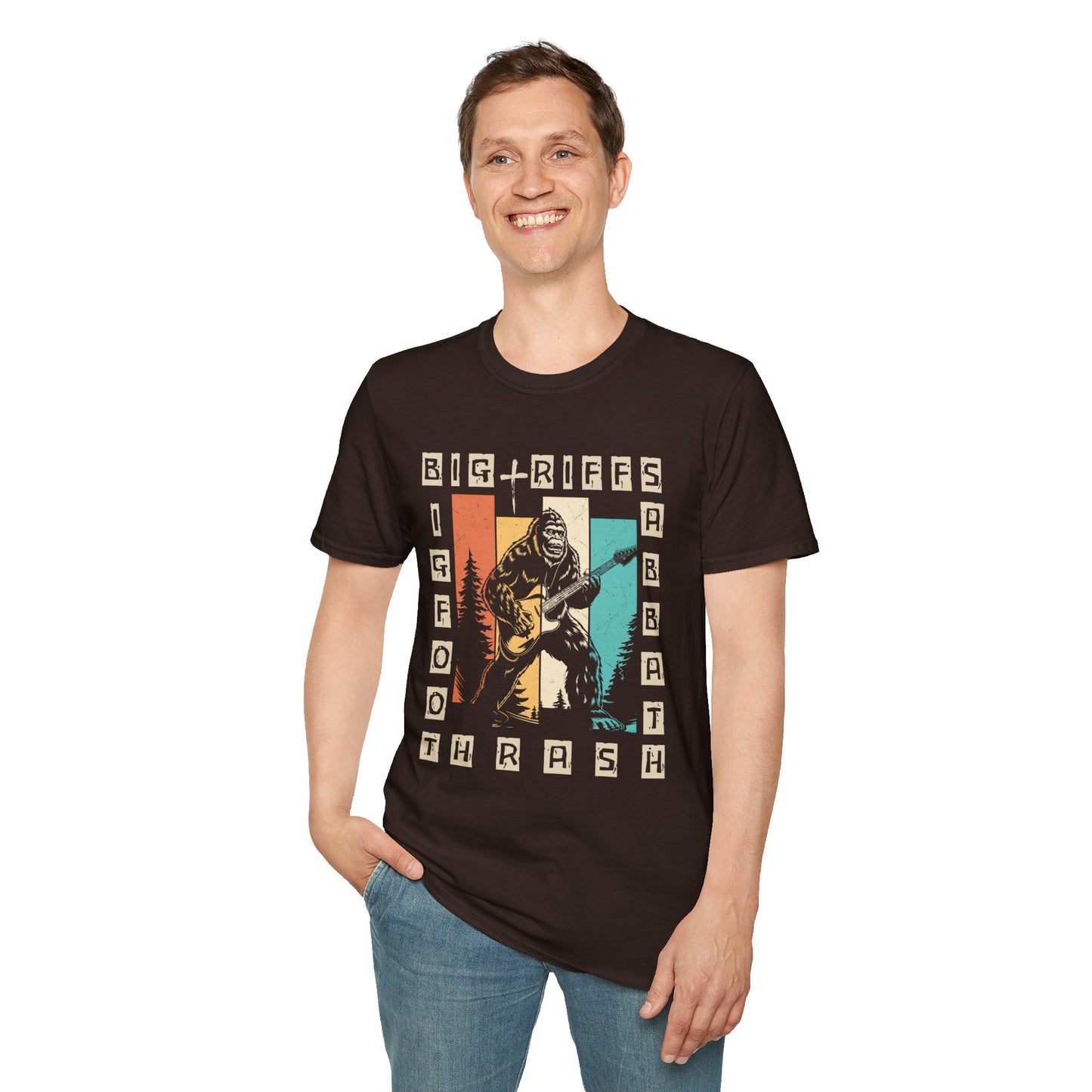 Bigfoot Guitar Graphic T-Shirt — Heavy Metal Wilderness Band Tee
