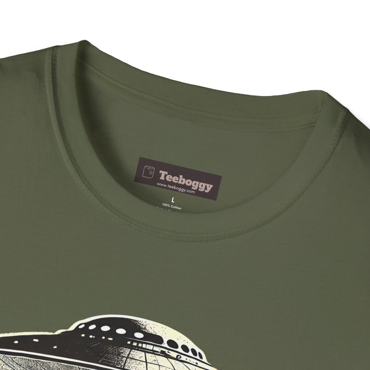 Bigfoot Guitar Tee — UFO Searchlight Humorous Sasquatch T-Shirt