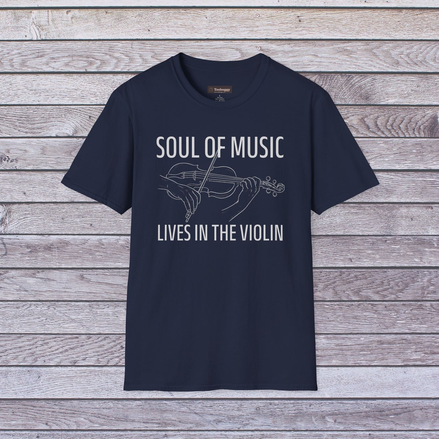 Violin Line Art Tee — "Soul of Music Lives in the Violin"