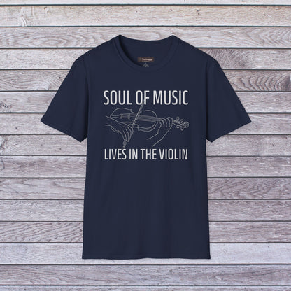 Violin Line Art Tee — "Soul of Music Lives in the Violin"