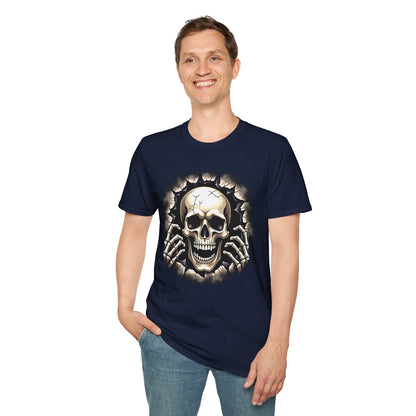 Skull Ripping Through T‑Shirt — Horror Metal Graphic Tee