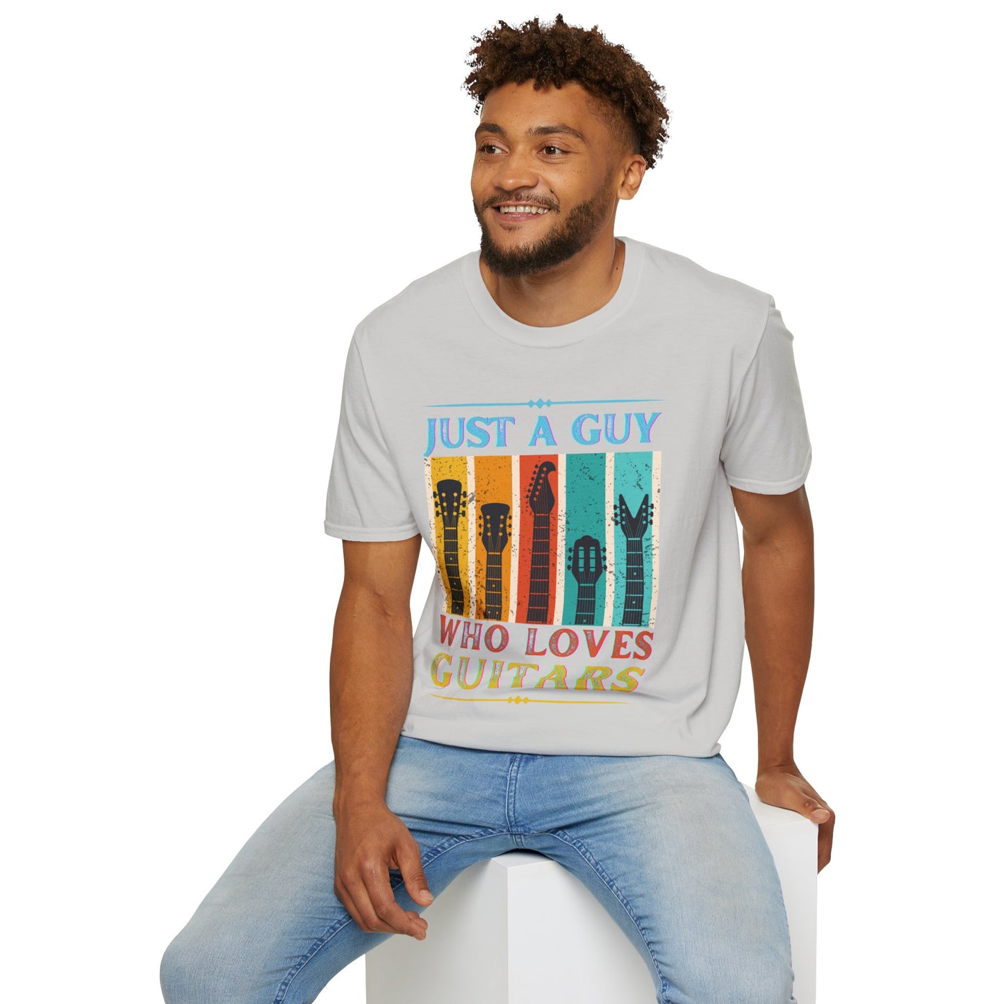 Guitar Headstocks Unisex T-Shirt - 'Just a Guy Who Loves Guitars'