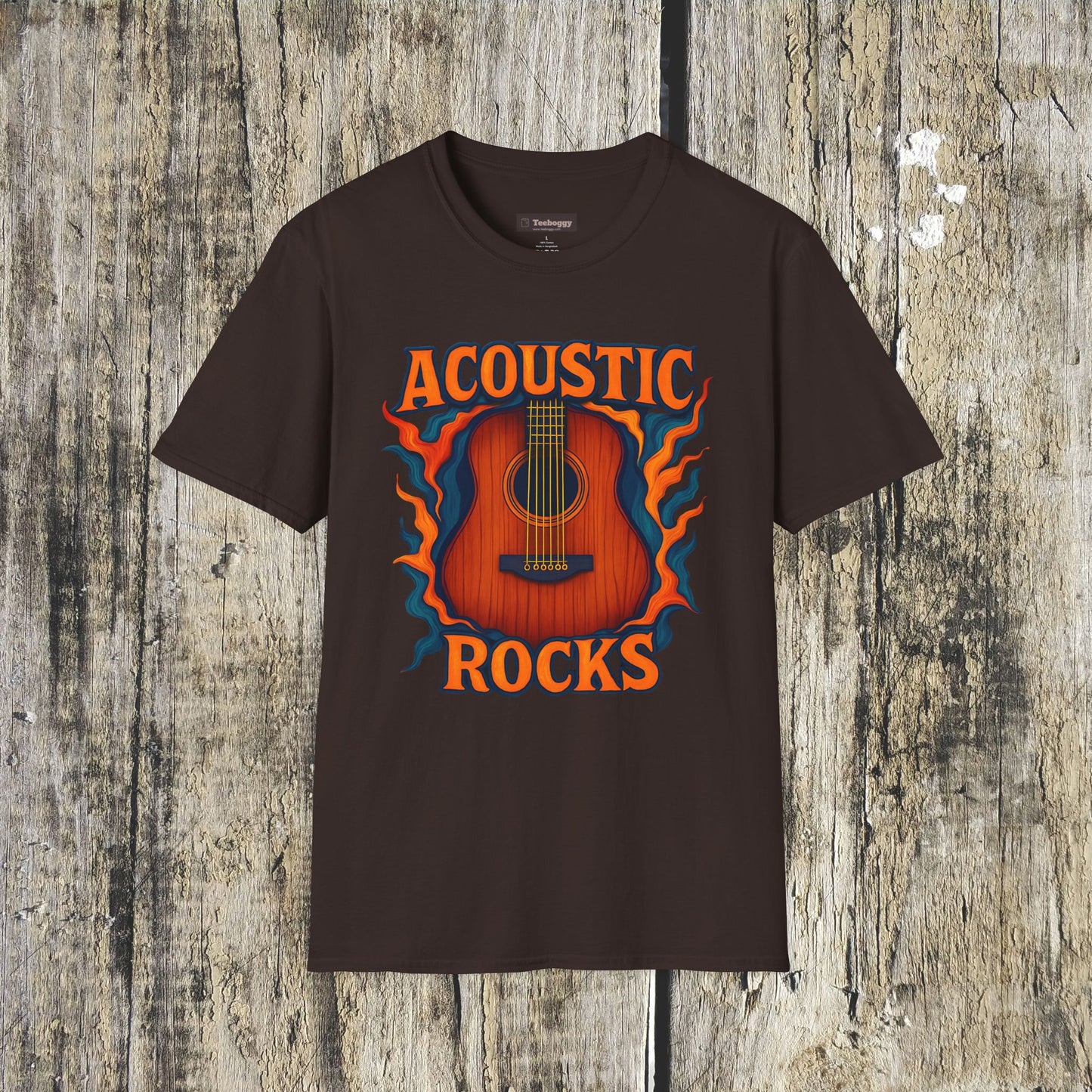 Acoustic Guitar T-Shirt — "Acoustic Rocks" Folk & Rock Tee