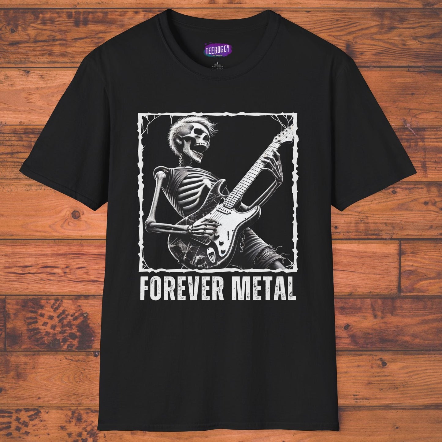 Guitar Metal T-Shirt - Skeleton Rocking Out