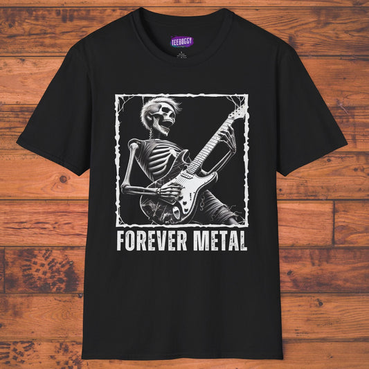 Guitar Metal T-Shirt - Skeleton Rocking Out