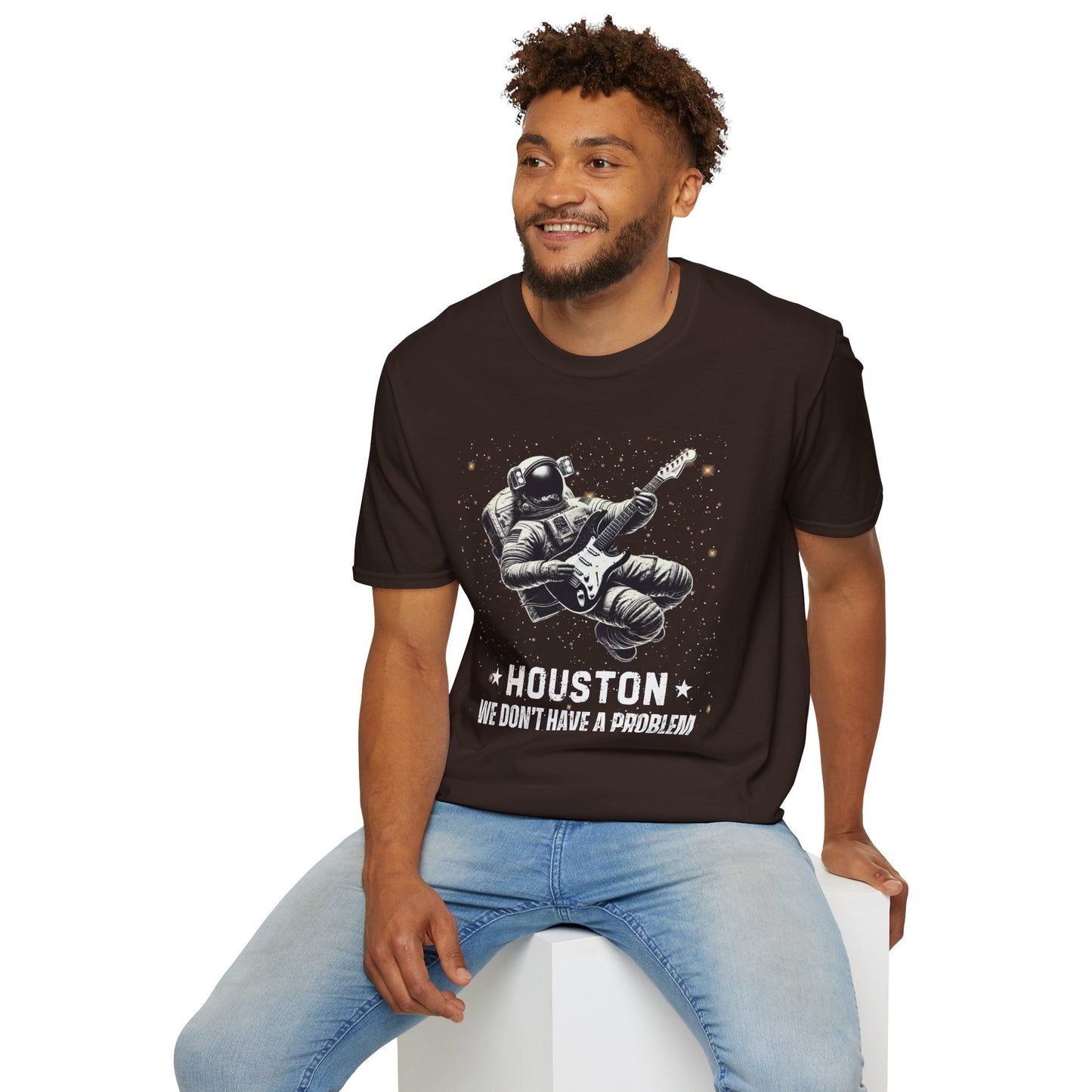 Astronaut Playing Guitar T-Shirt — "Houston, We Don't Have a Problem!"