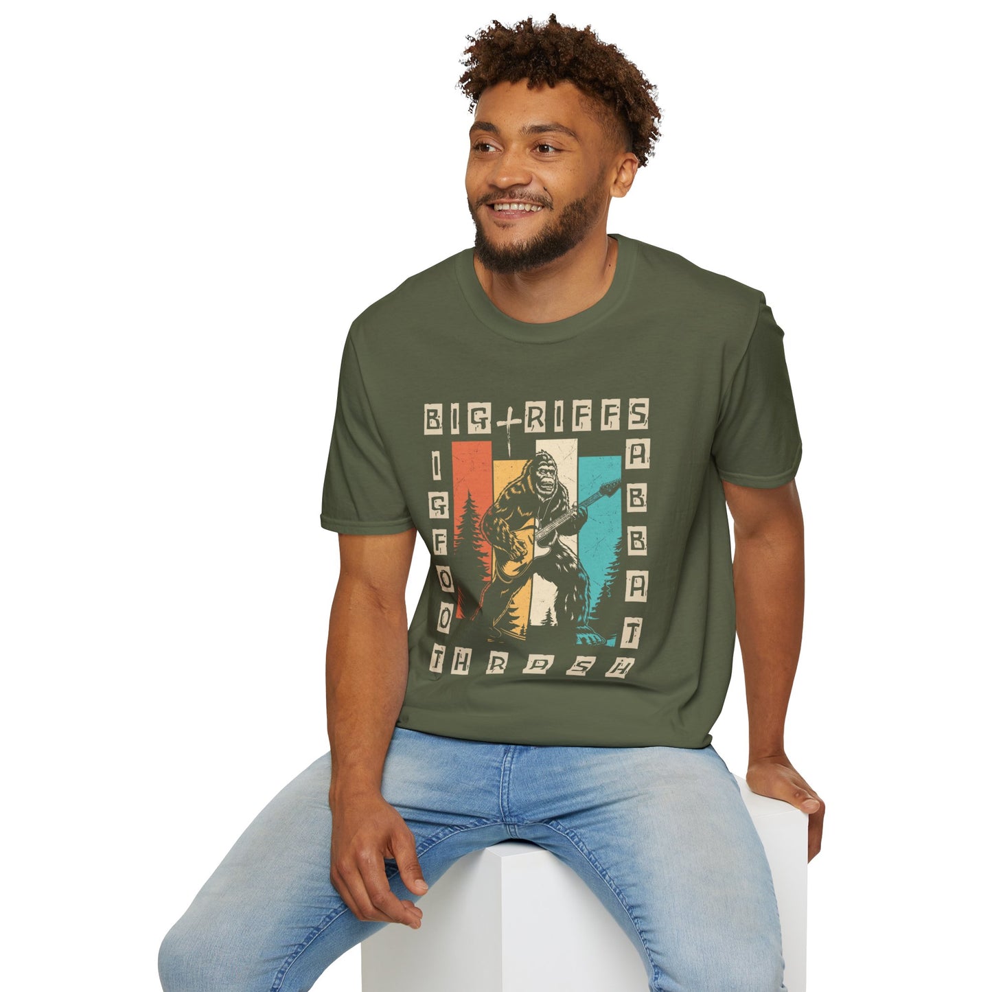 Bigfoot Guitar Graphic T-Shirt — Heavy Metal Wilderness Band Tee