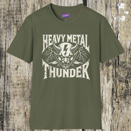 Heavy Metal T-Shirt with Devil's Horns & Thunder Bolt Design