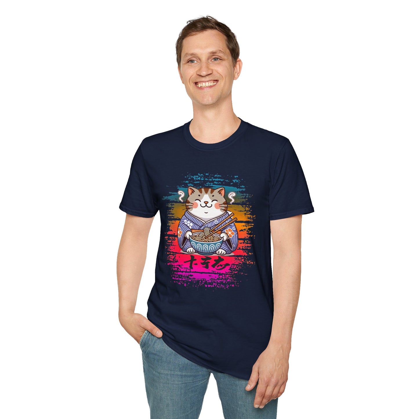 Cat Kimono T-Shirt with Love & Peace Japanese Calligraphy