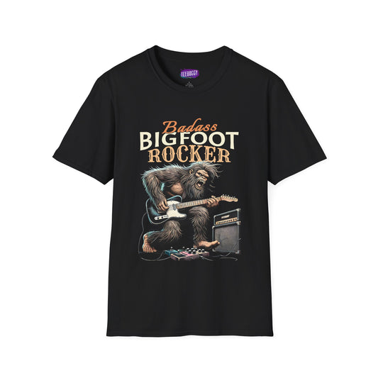 Sasquatch Rocker T-Shirt - Badass Bigfoot Guitar Tee