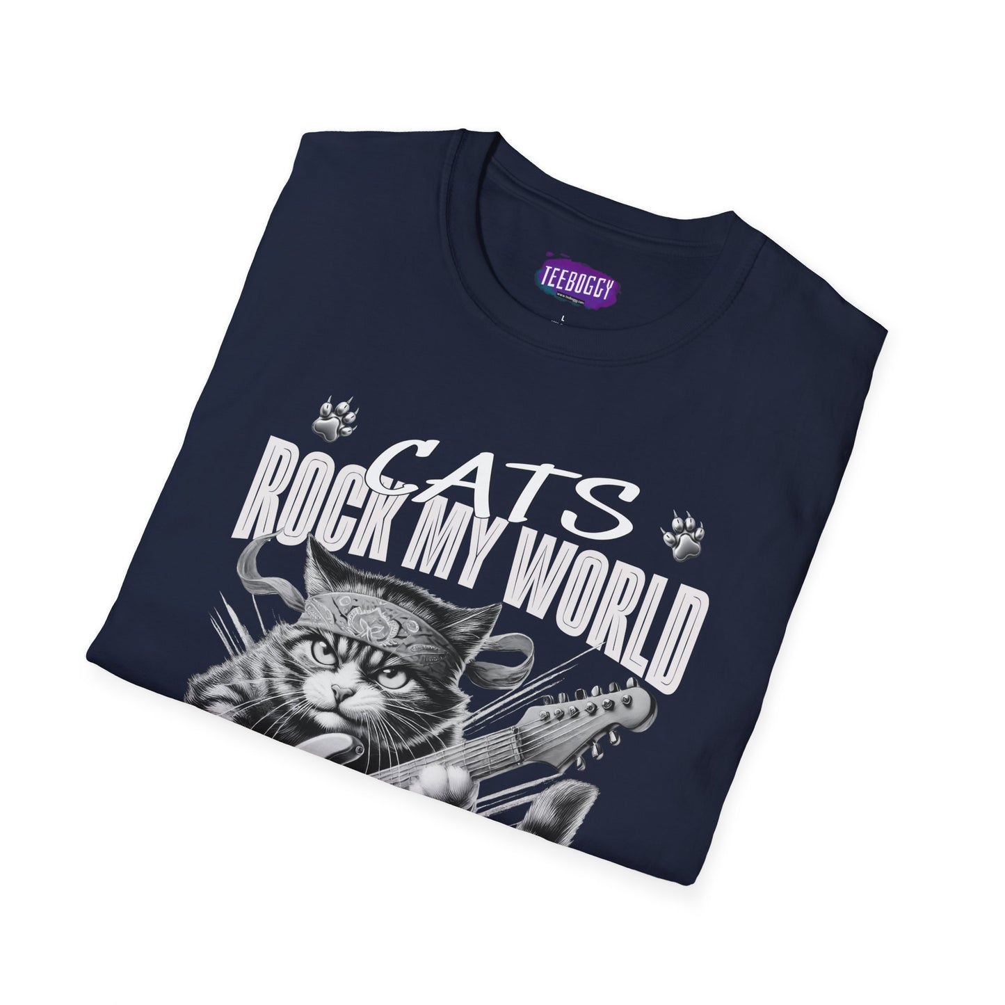 Rocker Cat T-Shirt - Cat Rock My World - R U Feline The Music