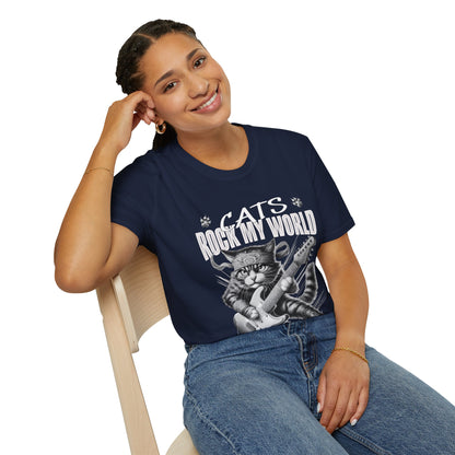 Rocker Cat T-Shirt - Cats Rock My World - R U Feline The Music
