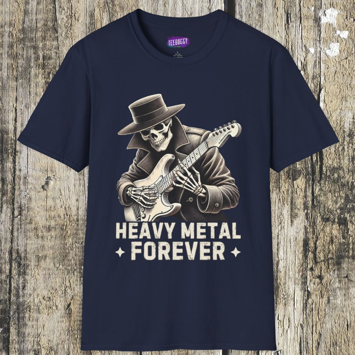 Skeleton Guitarist T-Shirt - Heavy Metal Forever