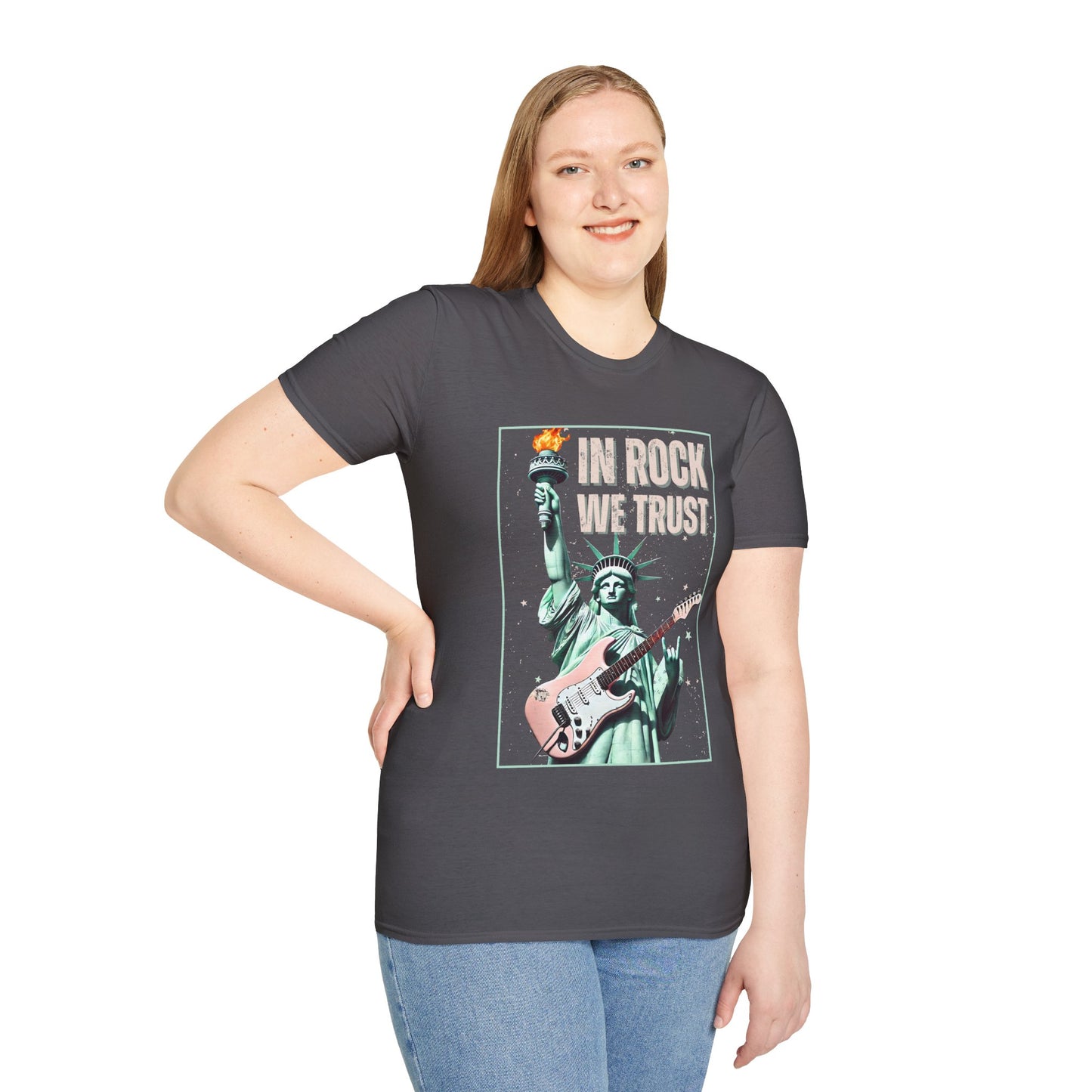 Patriotic Rock T-Shirt - 'In Rock We Trust' | Softstyle