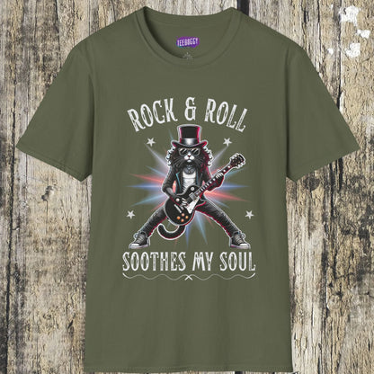 Rocker Cat T-Shirt, Rock & Roll, Soothes My Soul Design