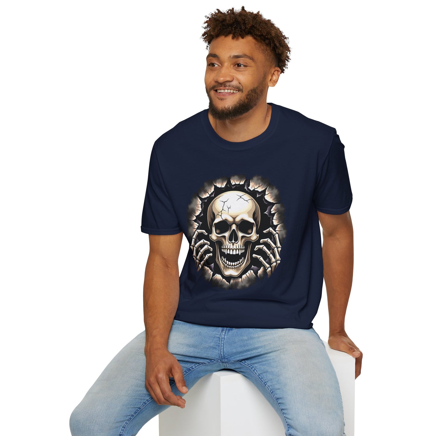 Skull Ripping Through T‑Shirt — Horror Metal Graphic Tee