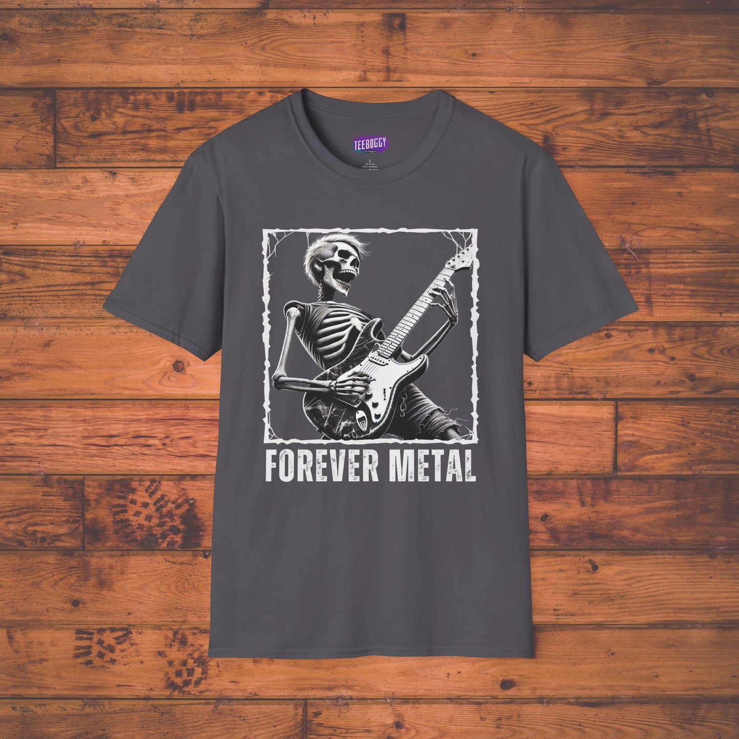Guitar Metal T-Shirt - Skeleton Rocking Out