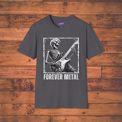 Guitar Metal T-Shirt - Skeleton Rocking Out