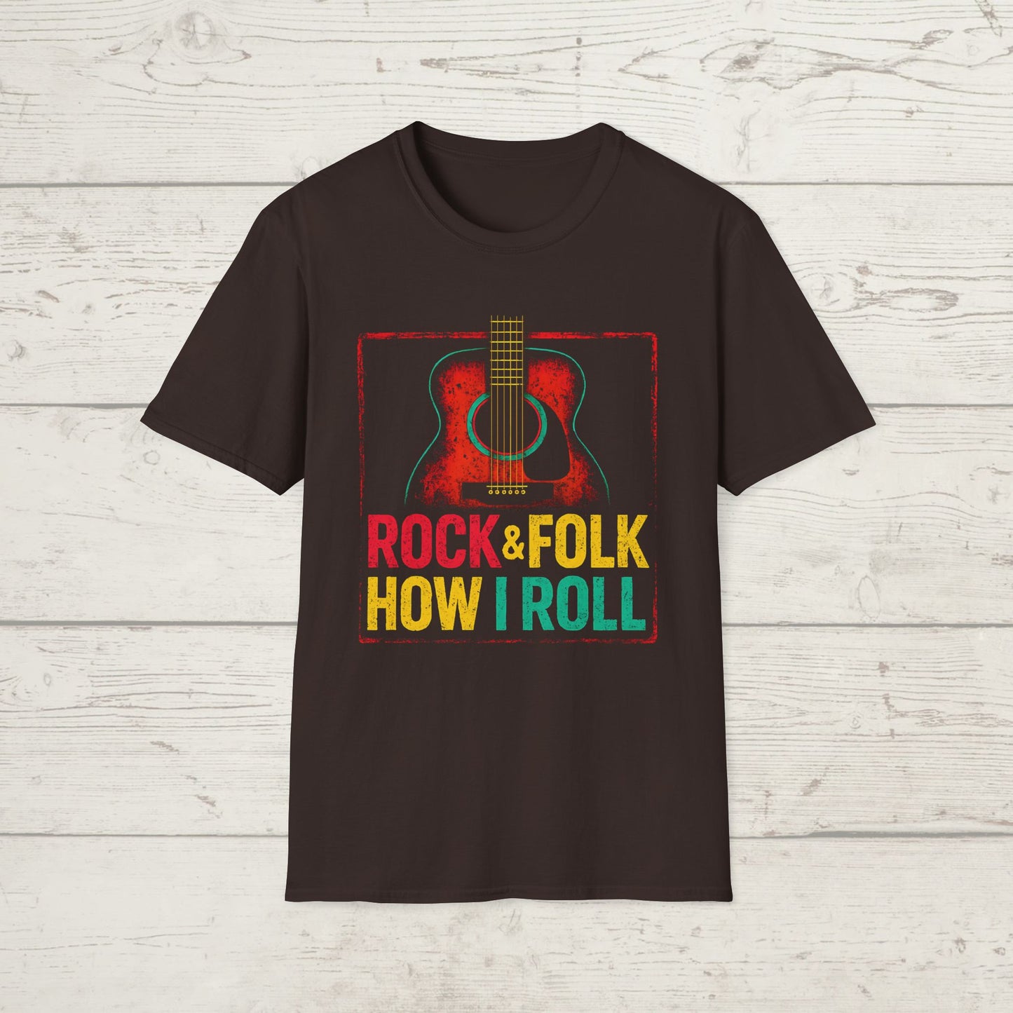 Rock & Folk How I Roll T-Shirt — Acoustic Guitar Music Tee