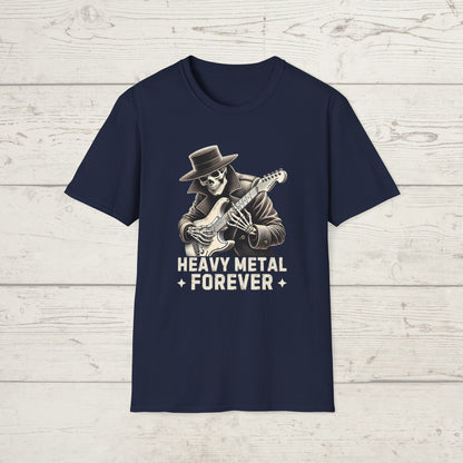 Heavy Metal Forever T-Shirt — Skeleton Rocker Guitar Tee