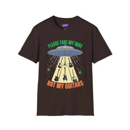 Alien Spaceship Abducting Guitars T-Shirt