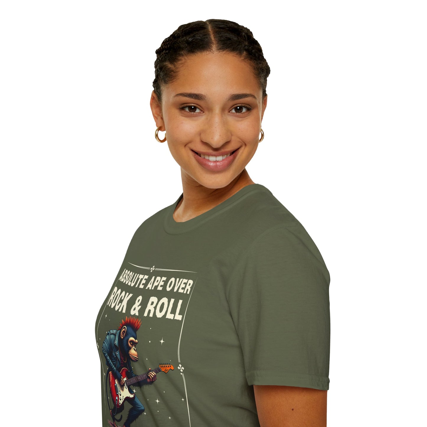 Rocker Chimp T-Shirt — "Absolute Ape, Over Rock and Roll"