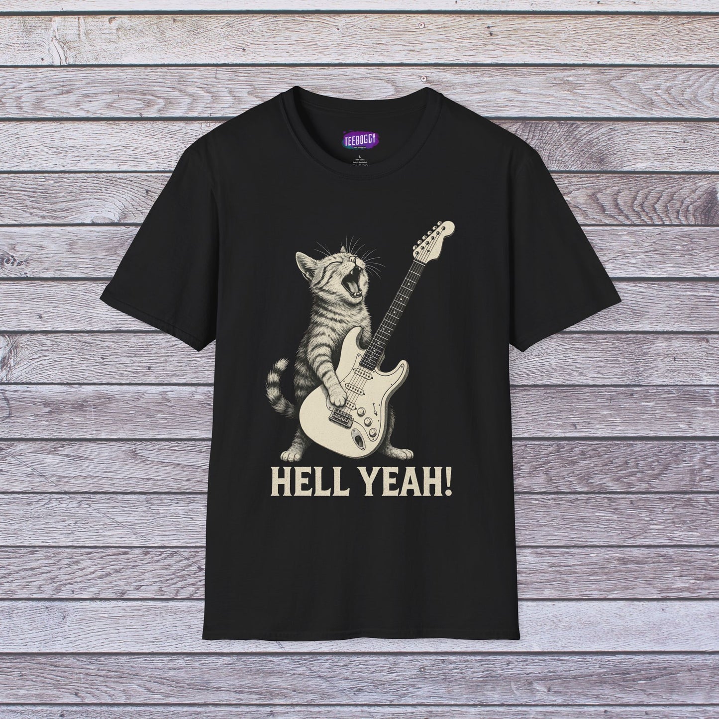 Cat Rock Unisex T-Shirt - Hell Yeah Guitarist Tee