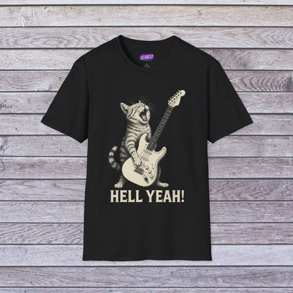 Cat Rock Unisex T-Shirt - Hell Yeah Guitarist Tee