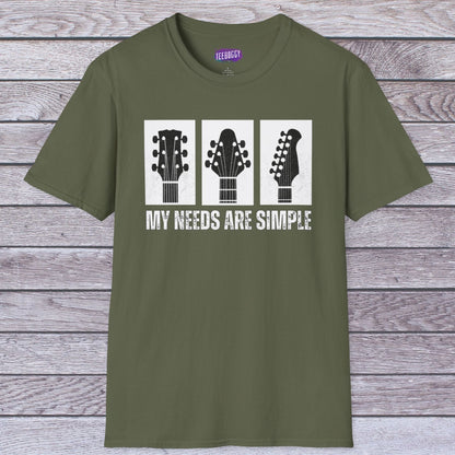 Guitar Headstocks T-Shirt - My Needs Are Simple
