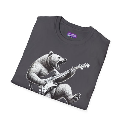 Graphic Tee Unleash the Inner Beast Grizzly Bear Rock Guitar T-Shirt
