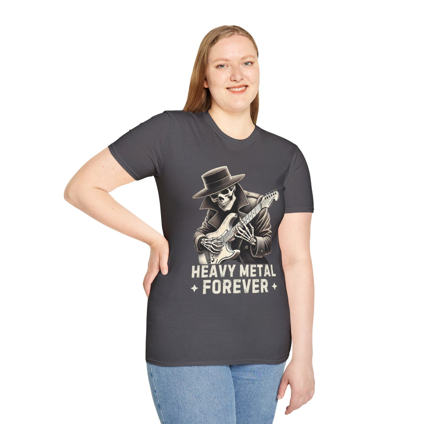 Skeleton Guitarist T-Shirt - Heavy Metal Forever