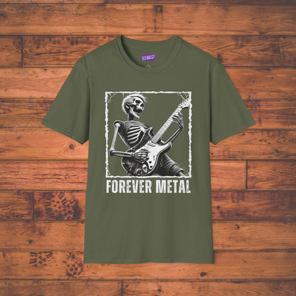 Guitar Metal T-Shirt - Skeleton Rocking Out