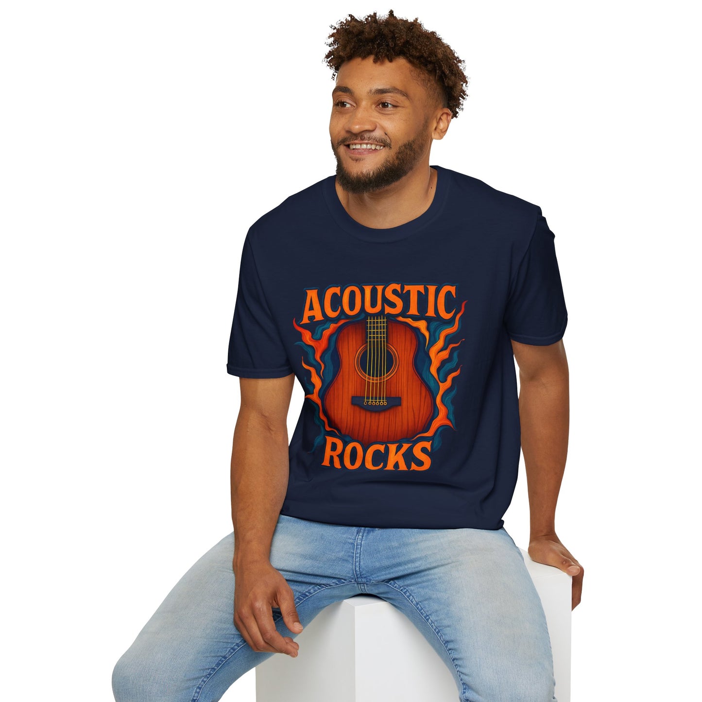 Acoustic Guitar T-Shirt — "Acoustic Rocks" Folk & Rock Tee